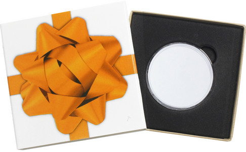 SilverTowne Natural Kraft Paper Gift Box with Orange Bow Box Sleeve